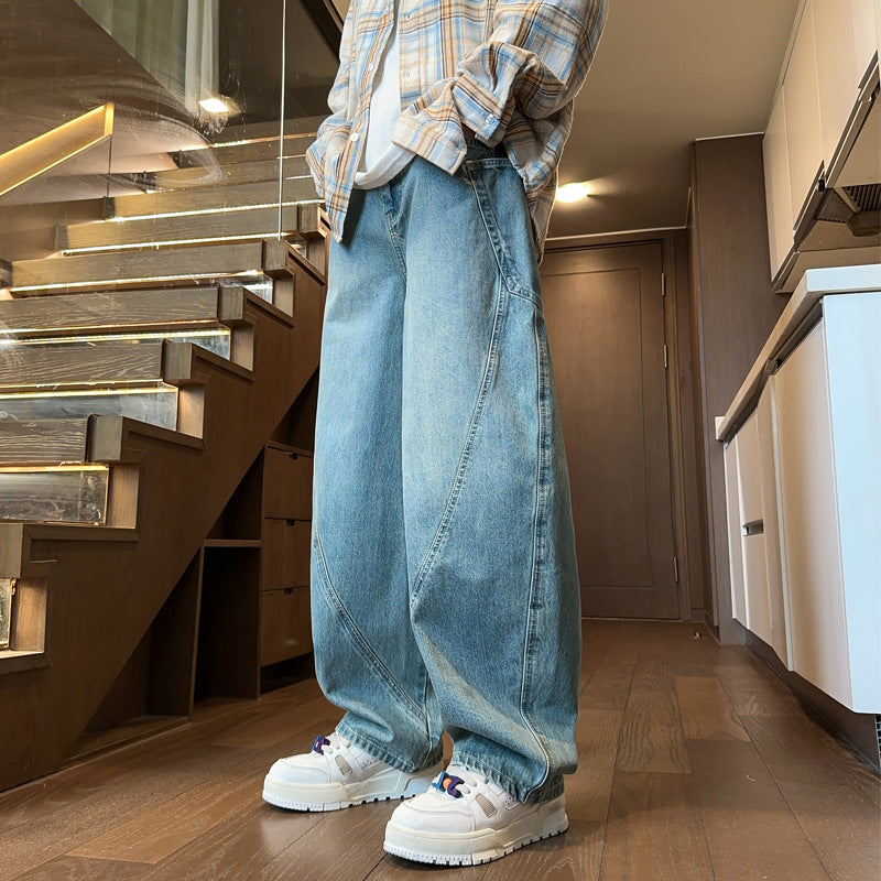 Men's Vintage American Style Wide-Leg and Straight-Fit Cut Jeans