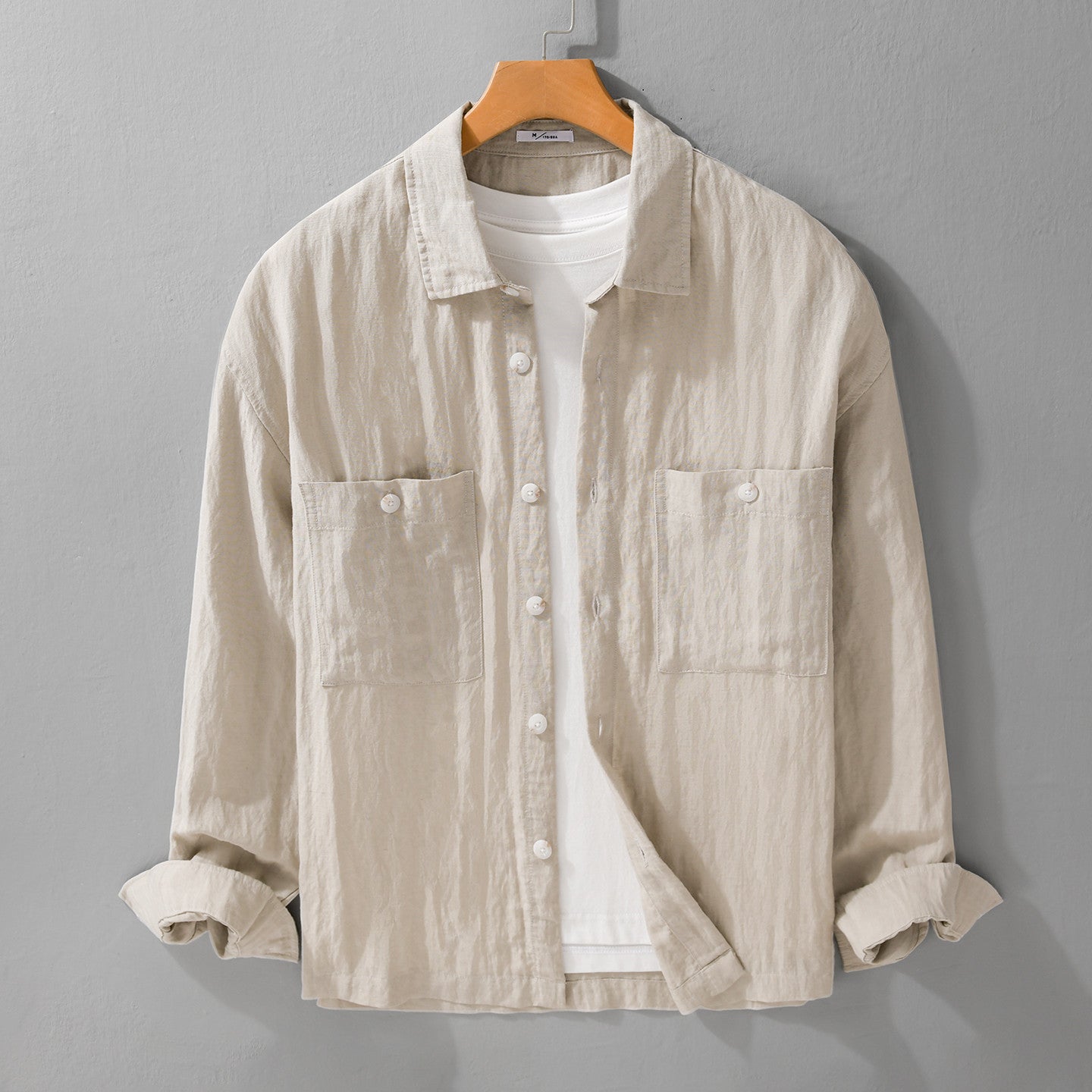 Chemise en lin manches longues pour hommes Blouse détendue