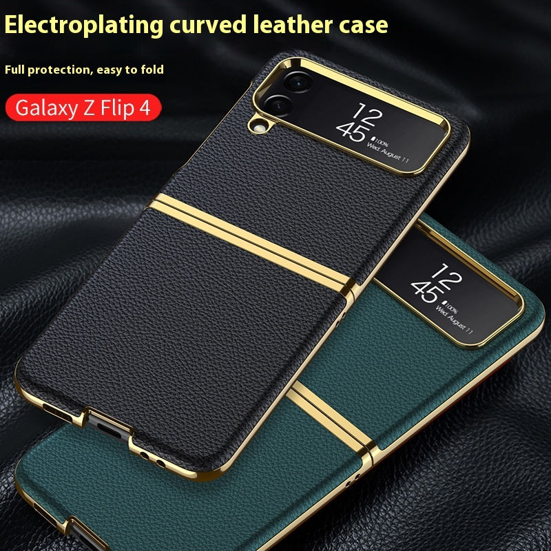 Z Flip4 Étui de téléphone Zflip4 Écran pliable tout compris cuir uni