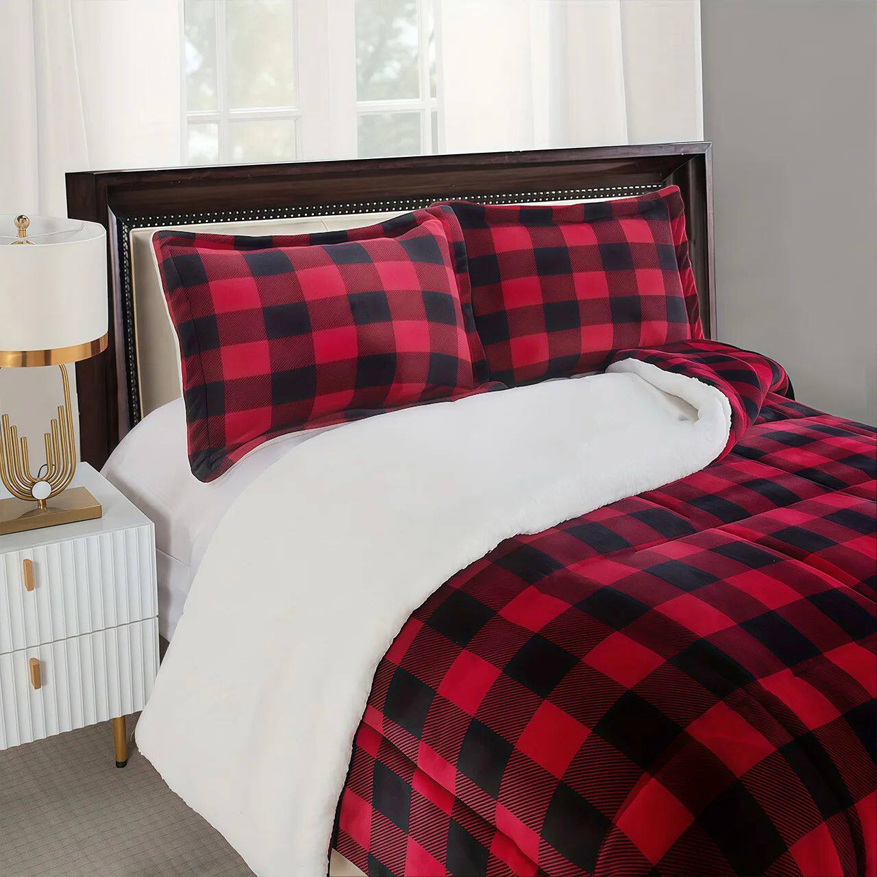 Cozy Sherpa Fleece Buffalo Plaid Blanket