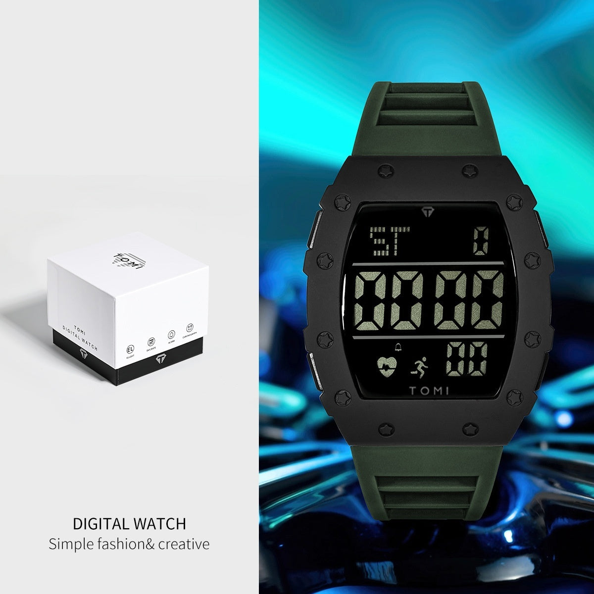 Style étudiant Trendy Montre homme bouton multifonction