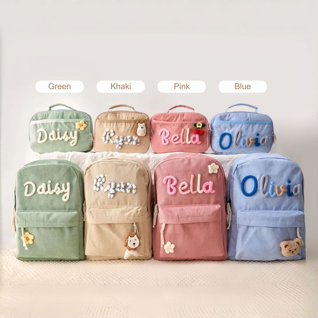 Retour à l'école Saison enfants Sac à dos et sac à lunch Set Chunky Fils fait main
