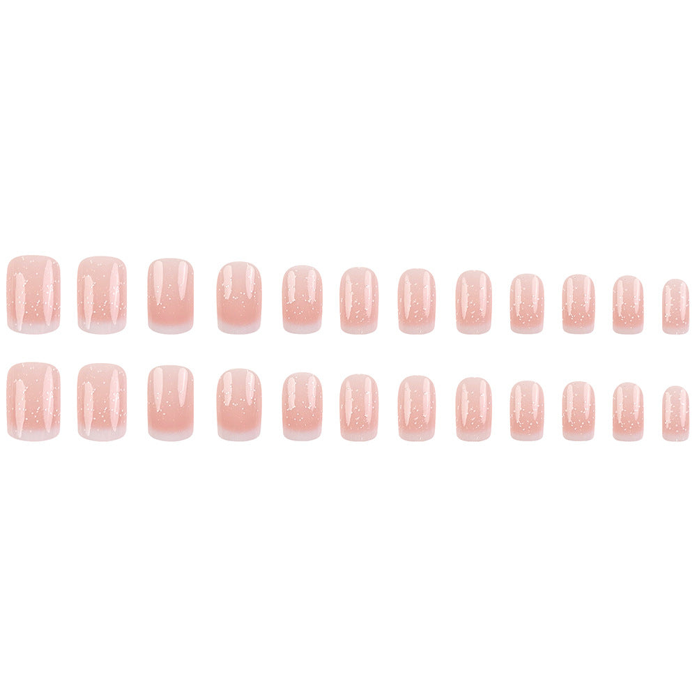 Stickers 24 Pièces de Short Square Acrylic Nail avec bords blancs