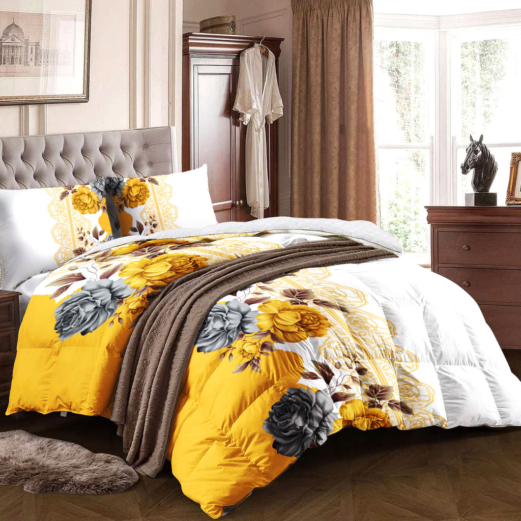 Ensemble de literie de consolateur de pivoine jaune 5 pièces pour la Reine