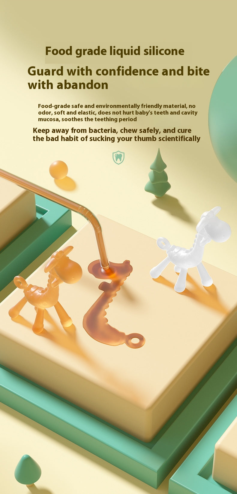 Bébé liquide Giraffe Teether Safe Silicone Nano Molar Rod