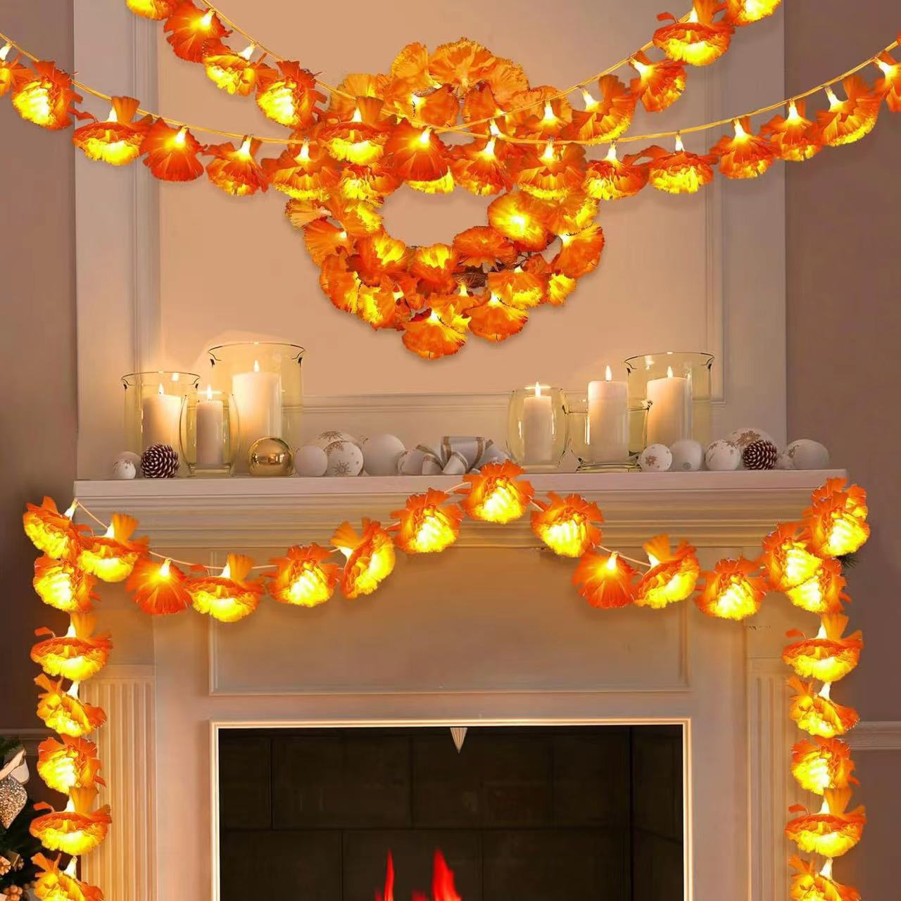 Chaîne d'éclairage Halloween LED Français Marigold Lilac Day Of The Dead Décoration Petite Couleur