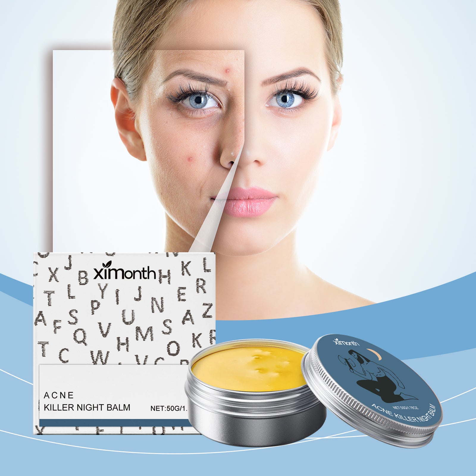 Crème d'acné hydratant 50g-boîte