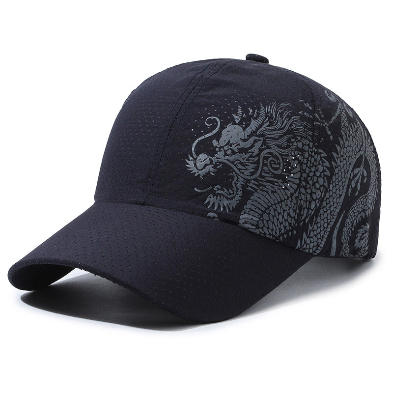 Chapeau homme style chinois imprimé Dragon Casquette de baseball polyester