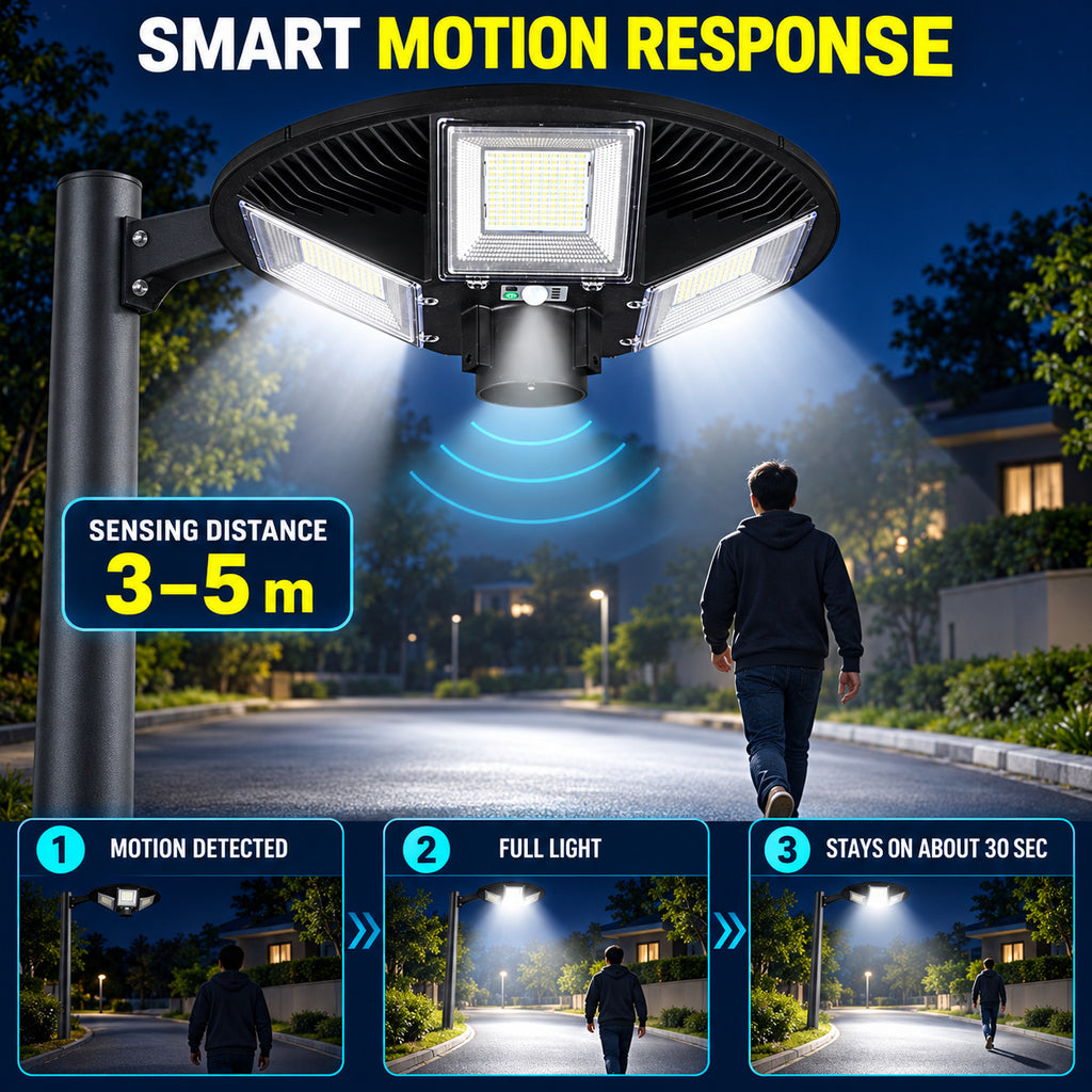 Solar Powered Rechargeable Motion Sensor Waterproof Garden Light W766 For Yard Decoration