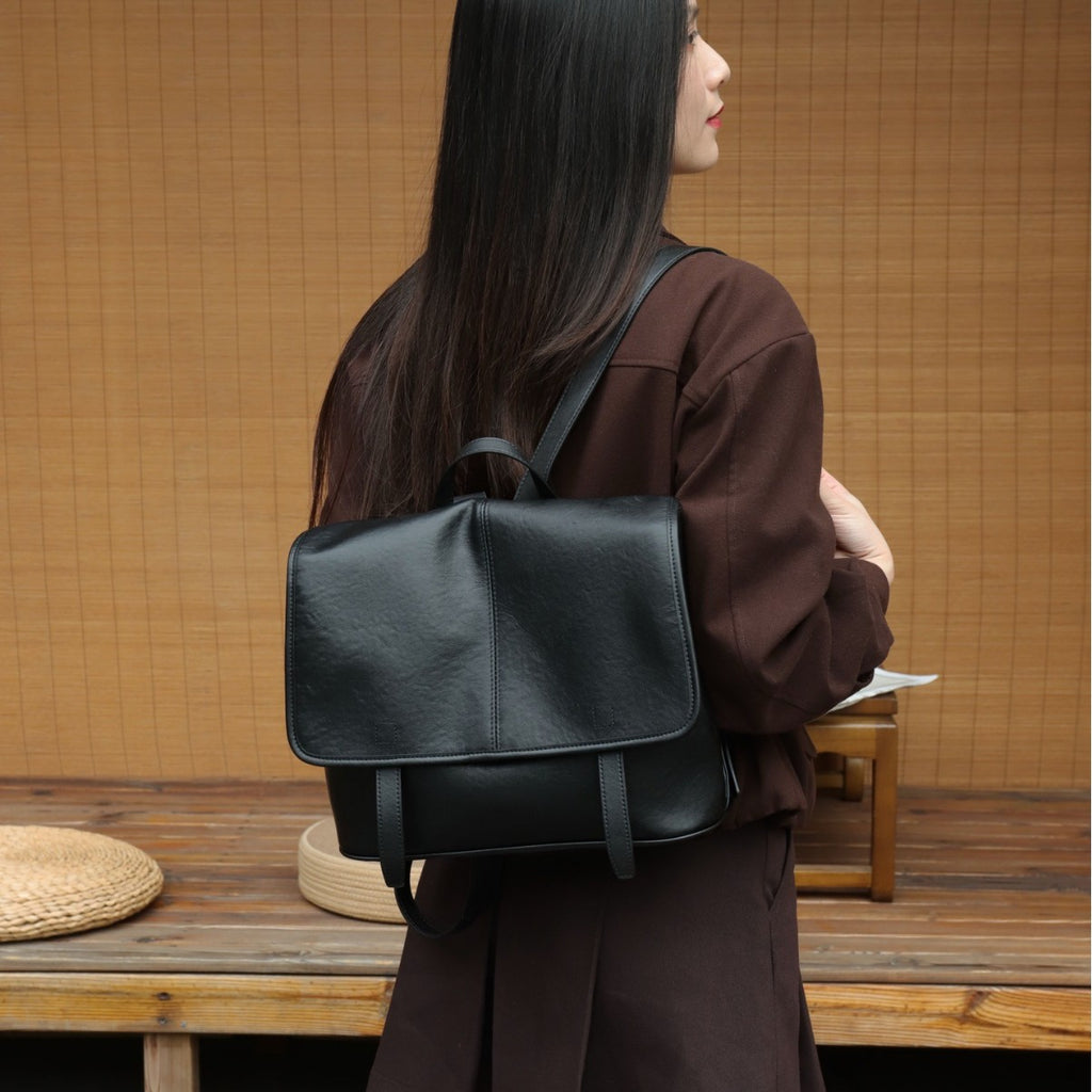 Sac à dos en cuir tanné végétal pour femmes