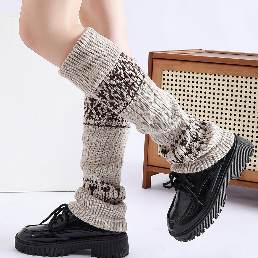 Calcetines Fair Isle Knit Chaussettes Stackable Mid Chaussettes de veau Femmes Bottes de neige d'hiver Acce