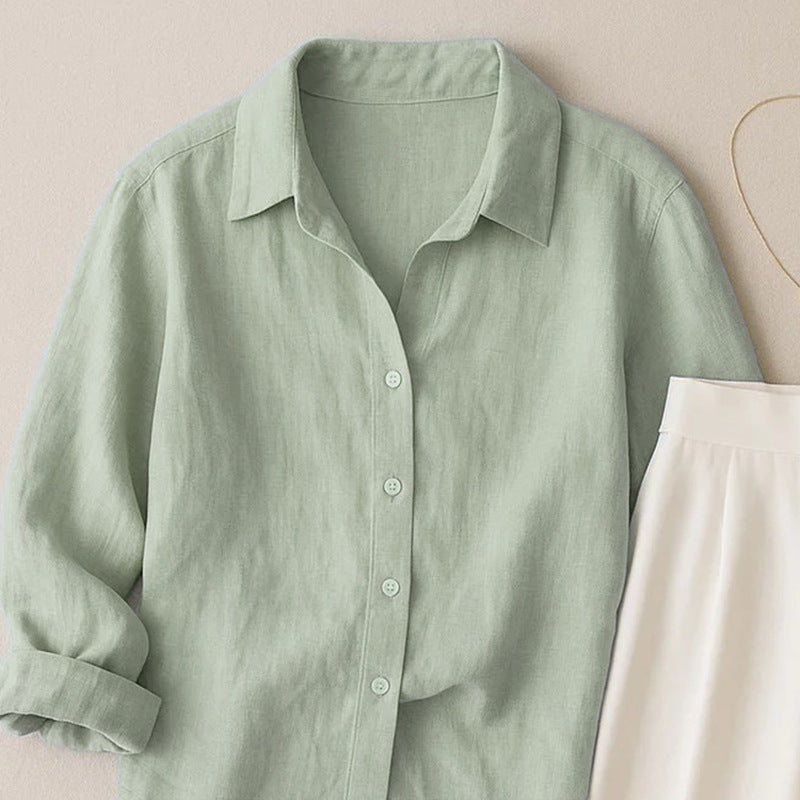 Chemise décontractée en couleur unie de style français