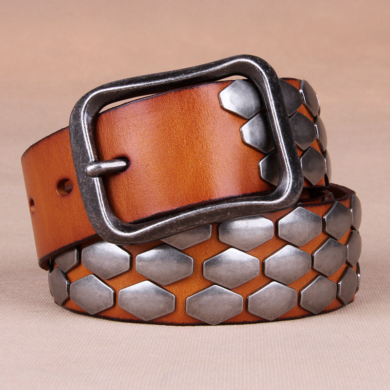Full-grain tanned leather belt