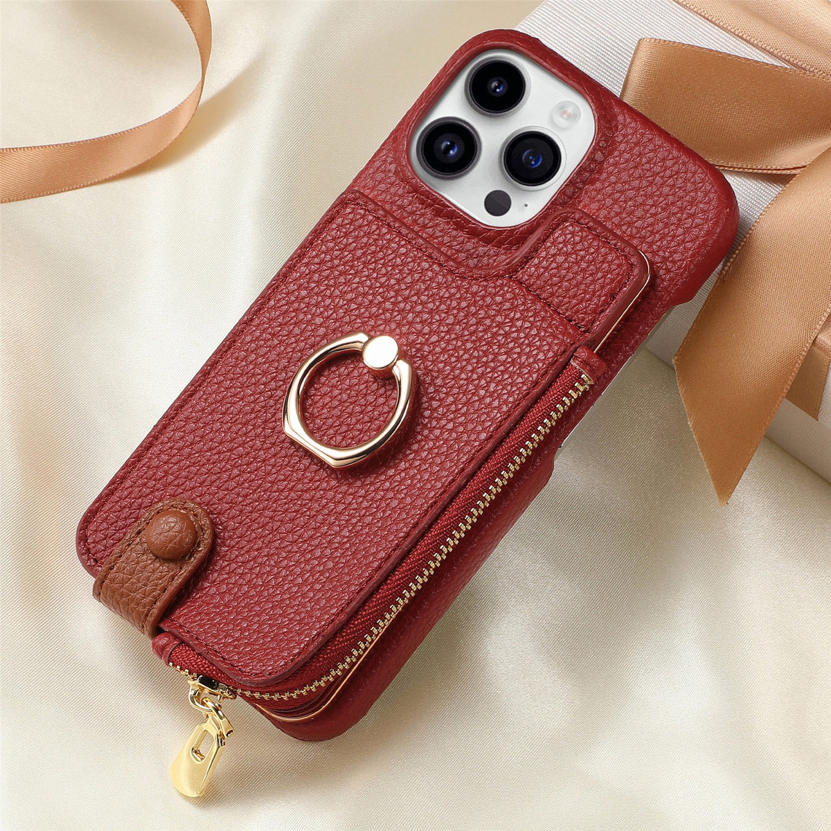 Convient pour 16 porte-carte Zipper porte-manteau de boîtier de téléphone