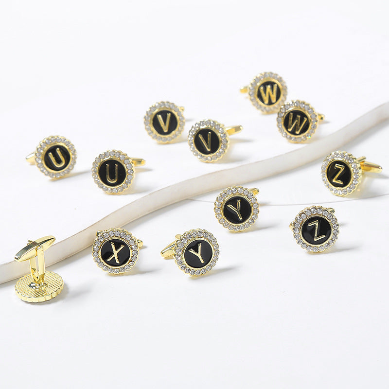 Rond Diamant French Cufflinks 26 lettres pour hommes