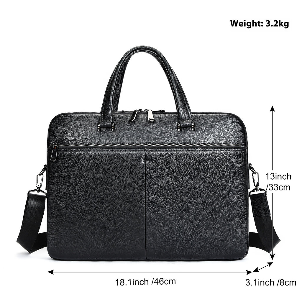 Sac à main homme mallette horizontale Grande capacité Premier couche Cowhide 17 pouces sac d'ordinateur