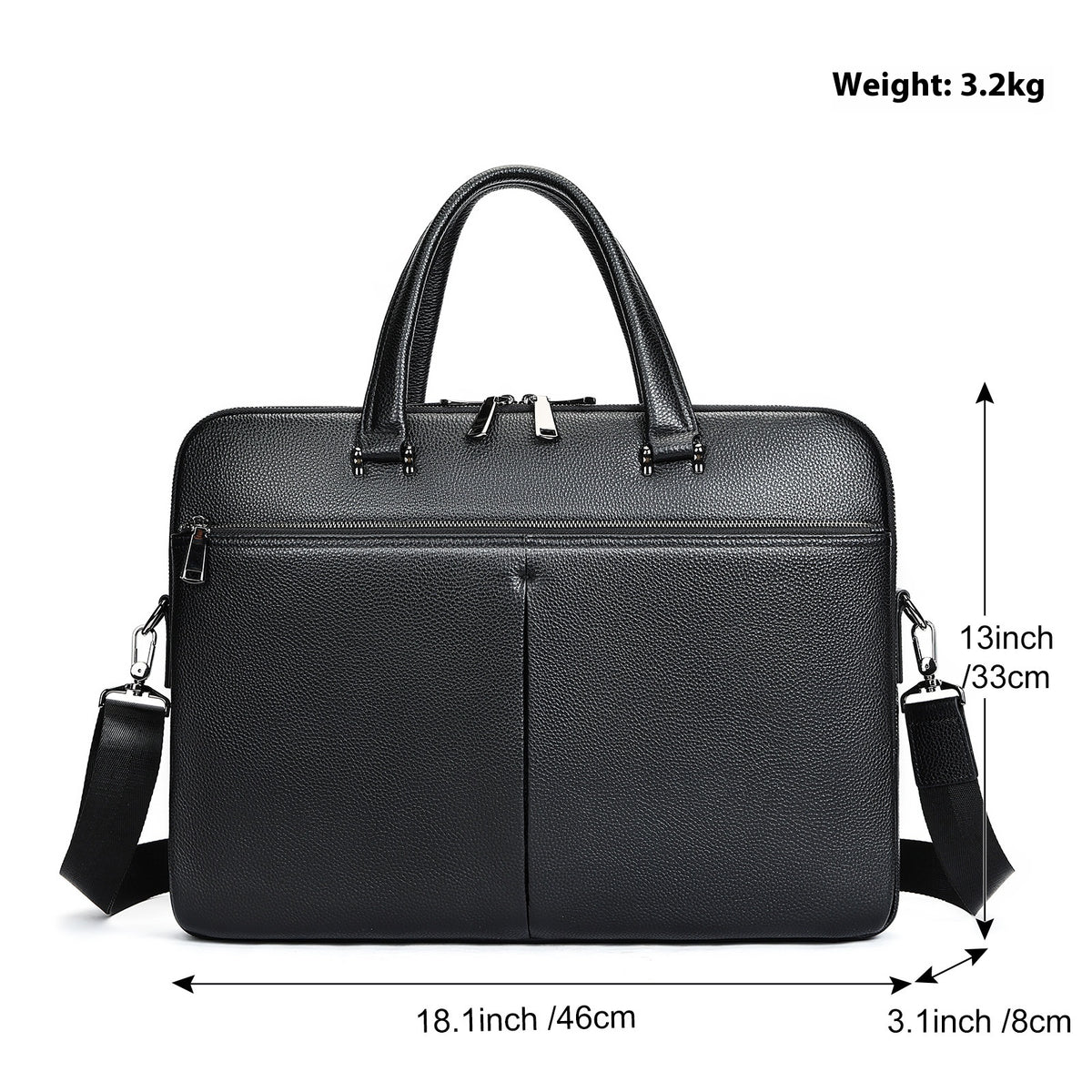 Sac à main homme mallette horizontale Grande capacité Premier couche Cowhide 17 pouces sac d'ordinateur
