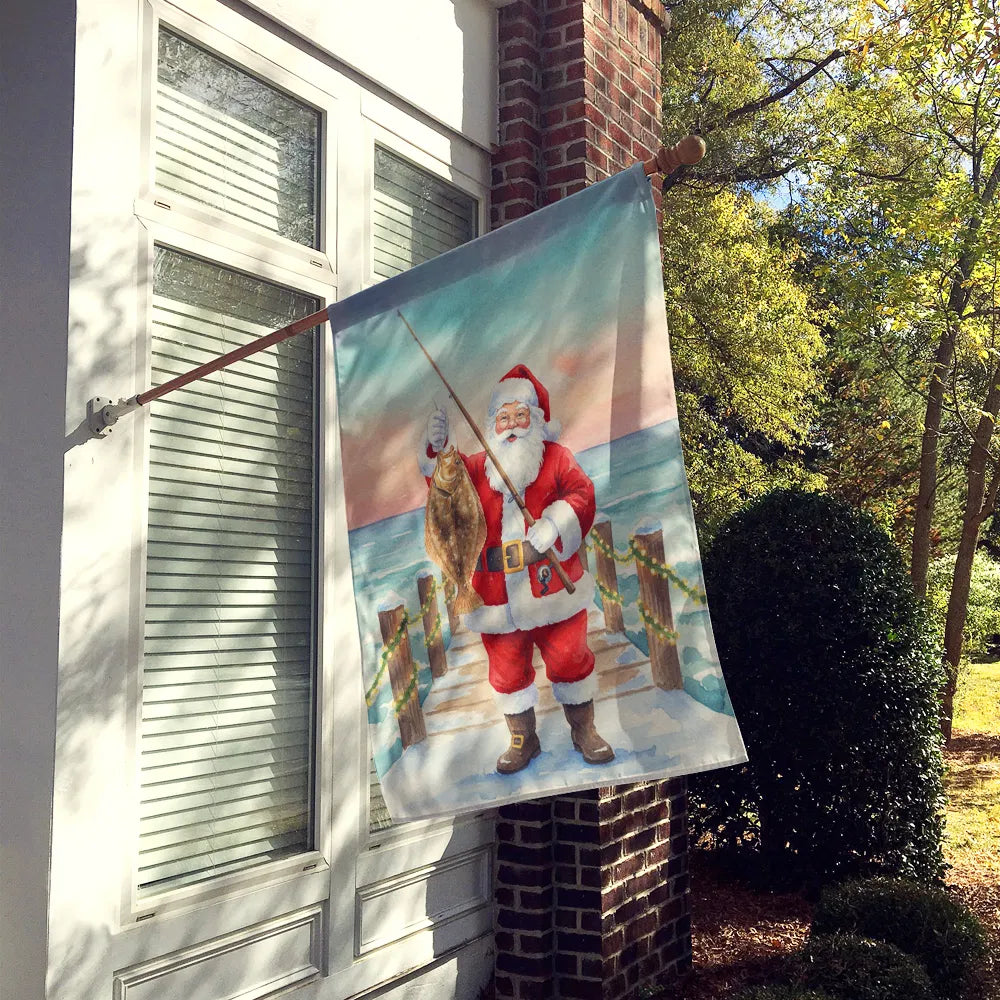 Pêche Père Noël avec Flounder Maison de Noël Drapeau Grand Porc Manches Pole décoratif