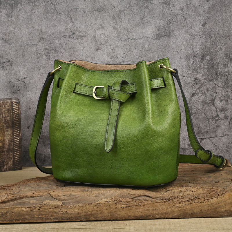 Top-grain Cowhide Couleur solide Sac à épaule unique pour femmes de grande capacité