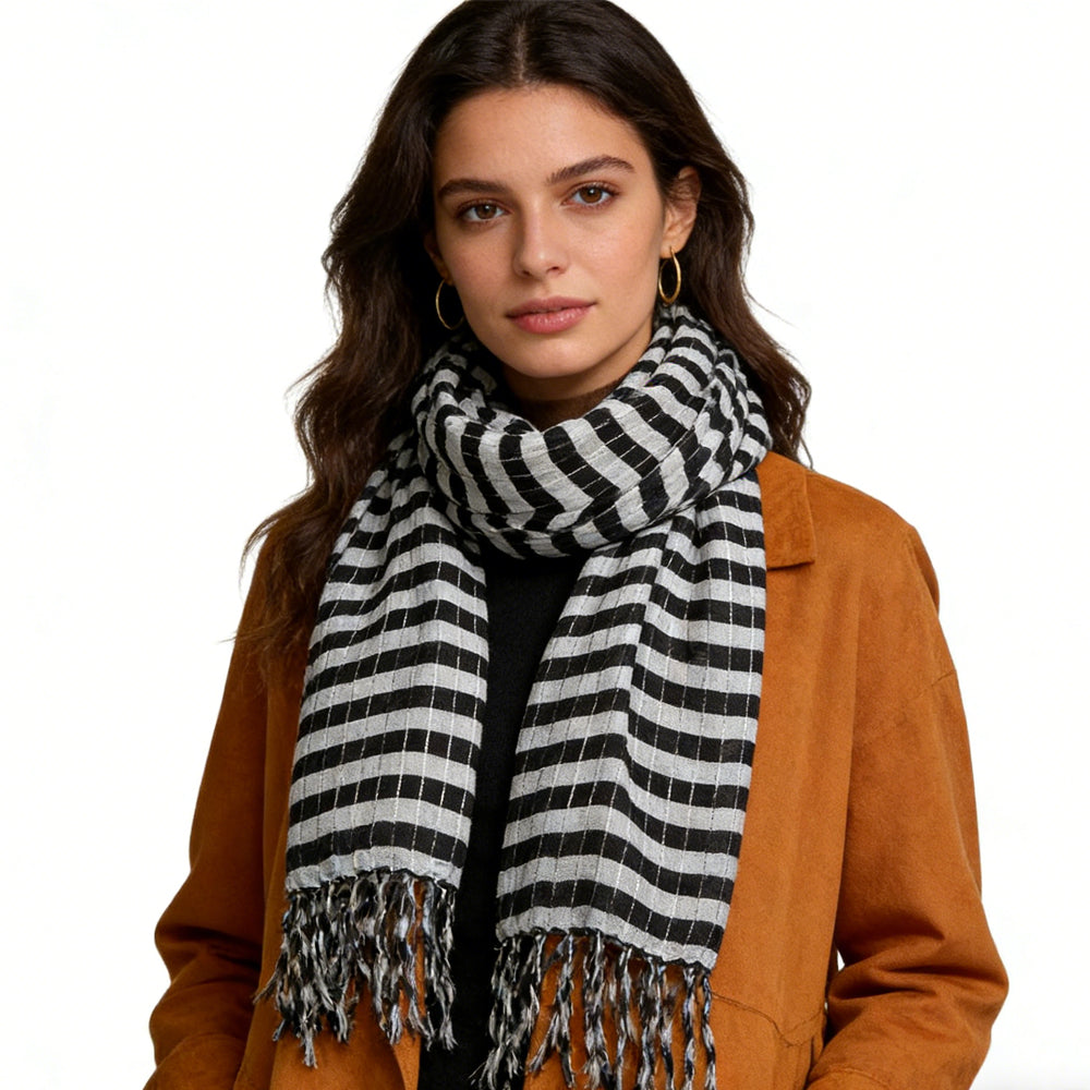 Écharpe carrée blanc noir 2pcs