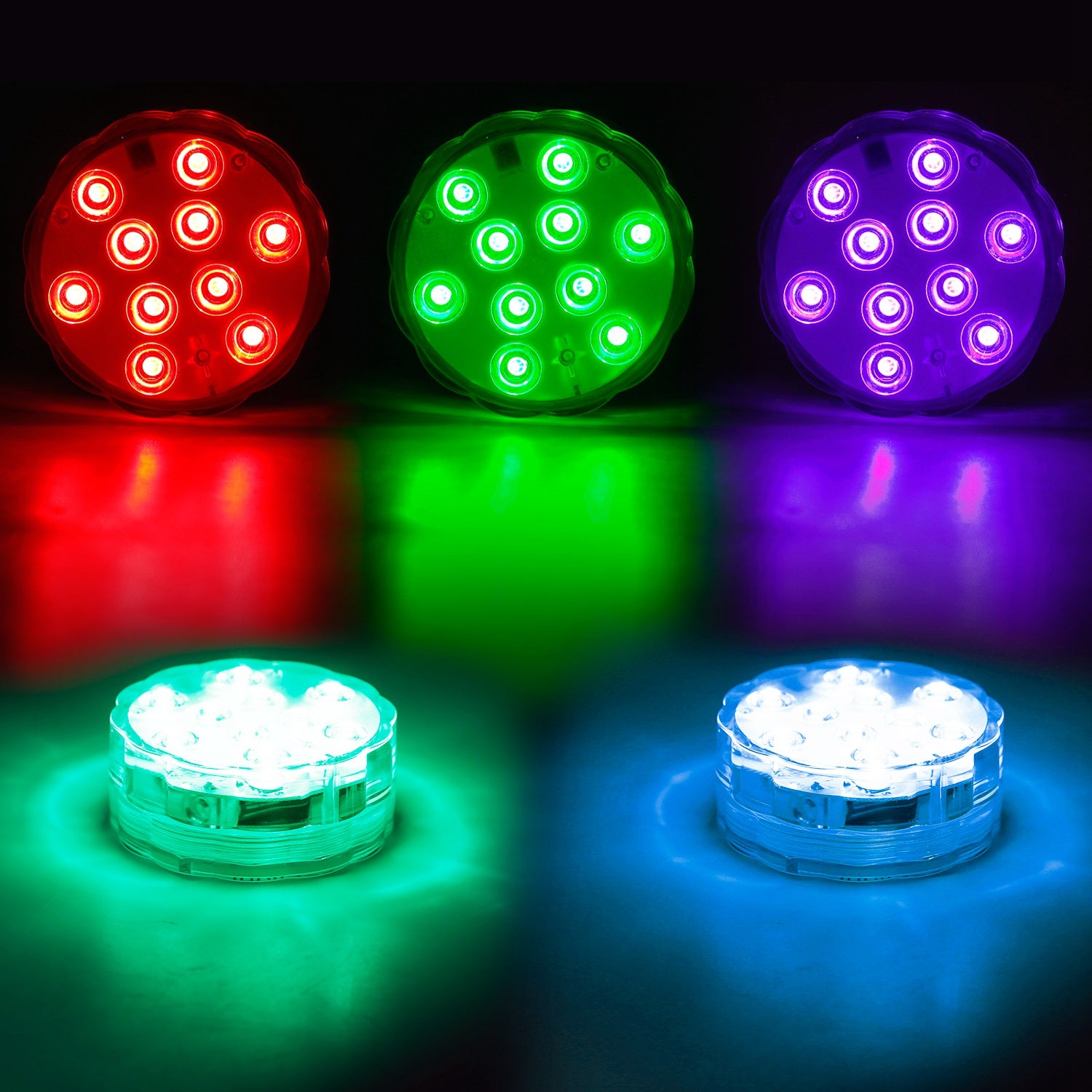 4Pcs RGB Lumières de piscine avec télécommande IP68 sous-marins étanches