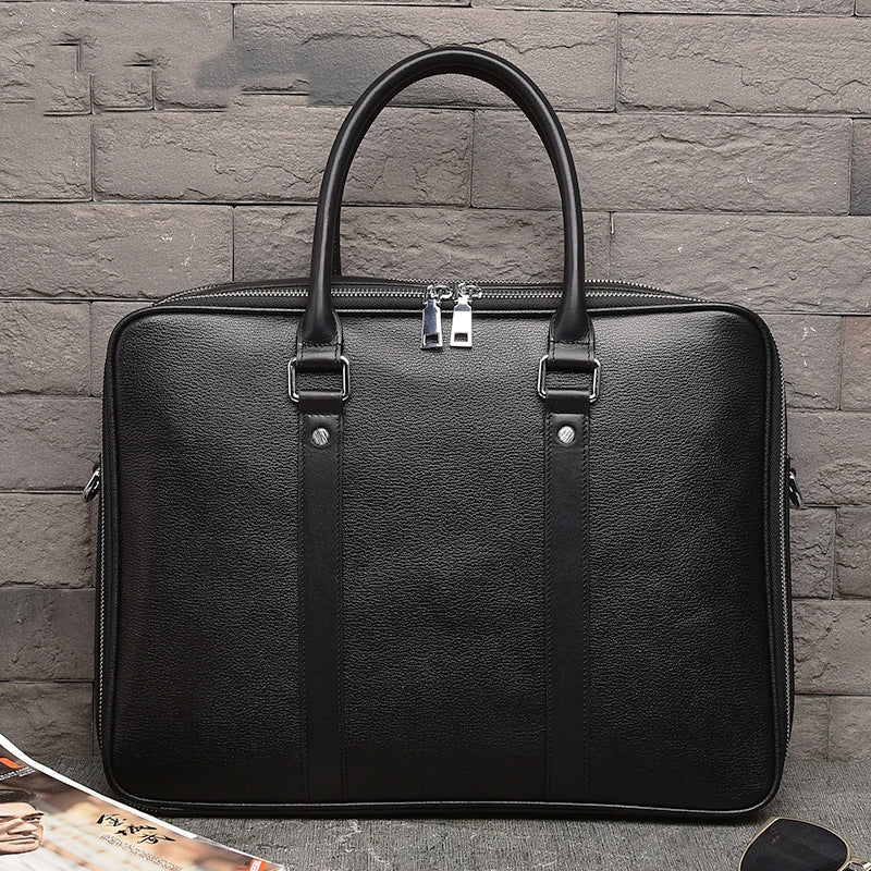 Sac à main en cuir véritable homme Double Zipper Cattlehide en cuir mode