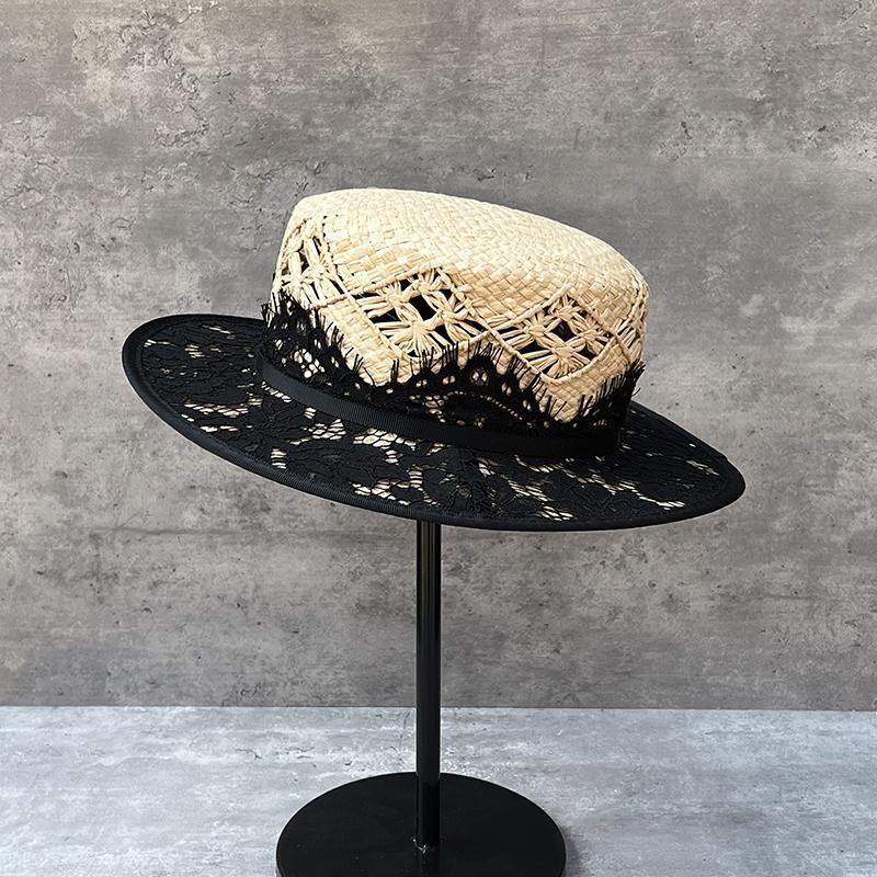 Handmade Raffia Vintage Lace Sun Hat