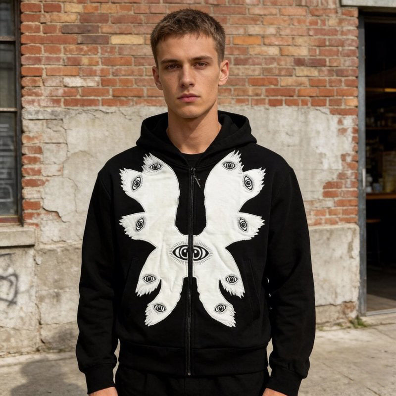 Sweatshirt à capuche à capuche avec veste imprimée à l'œil