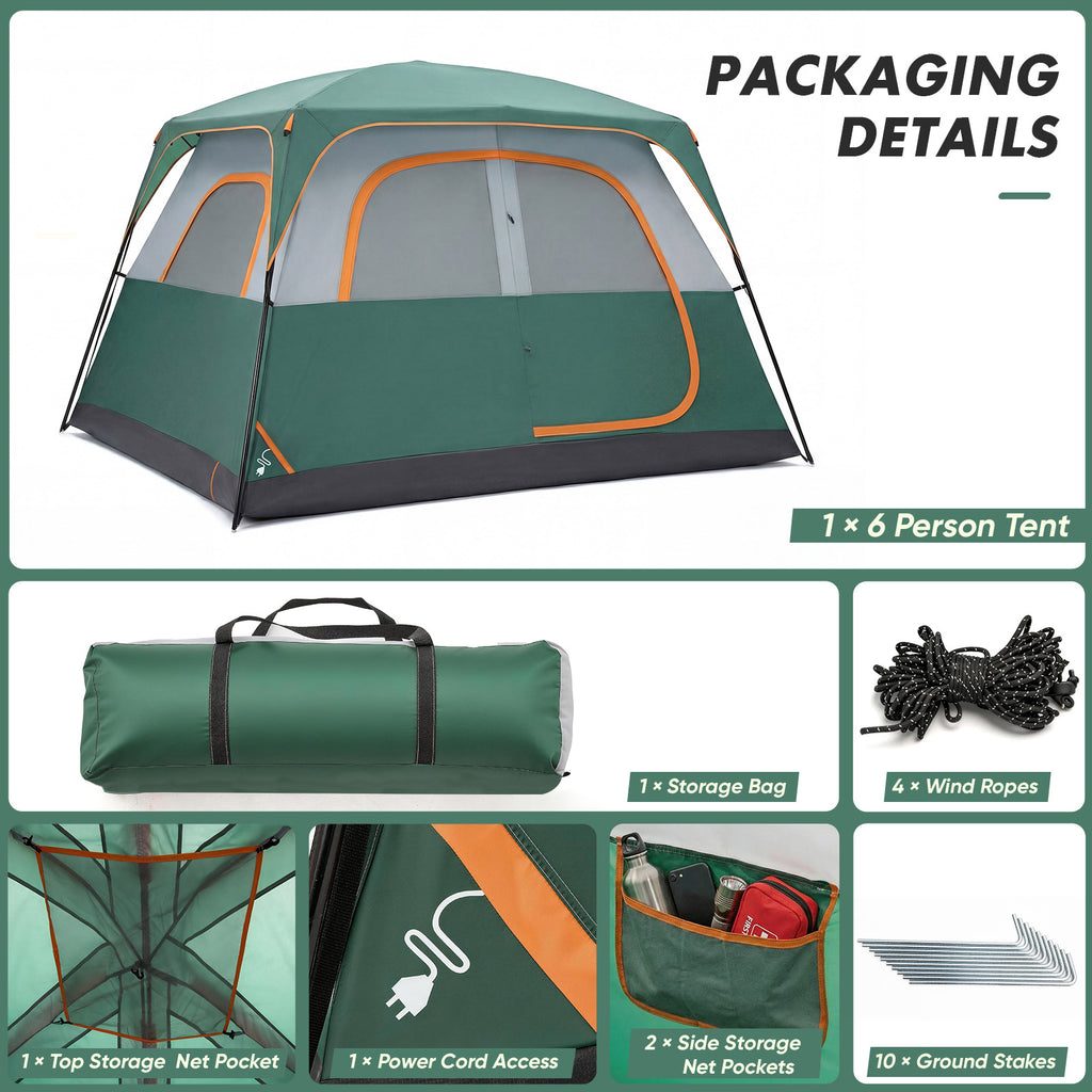 6 personnes Waterproof Et tente de camping familial coupe-vent