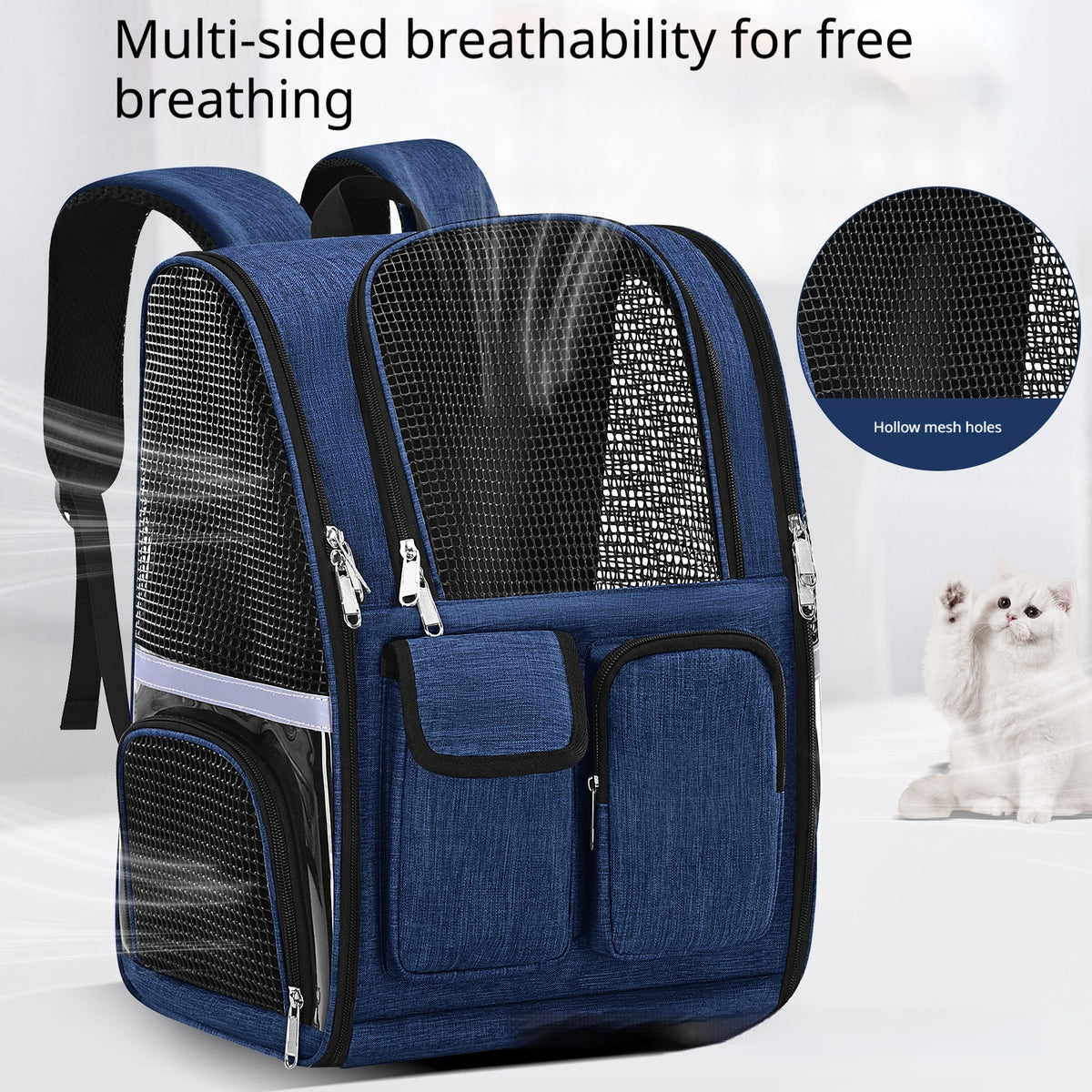 Transporteur d'animaux de compagnie à forte capacité, à isolation transparente, muni d'épaules