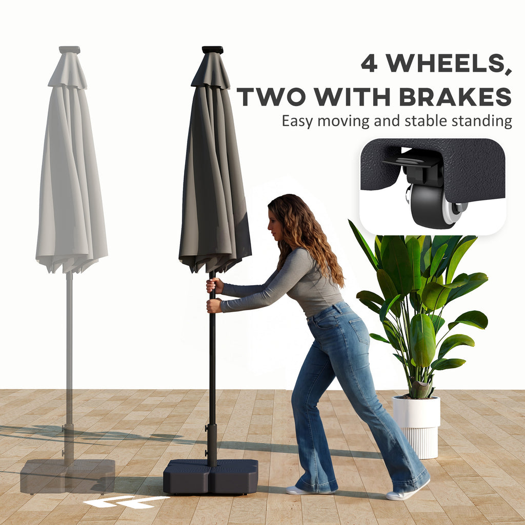 Base parapluie Patio avec roues Support parapluie extérieur pour pôles de 1,5"/1.9" Noir