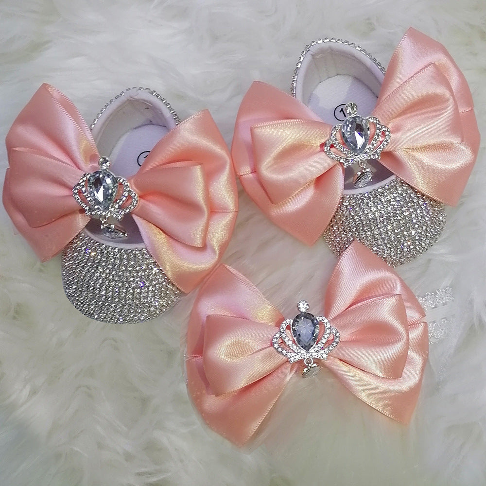 Chaussure de bébé fille en strass fait main