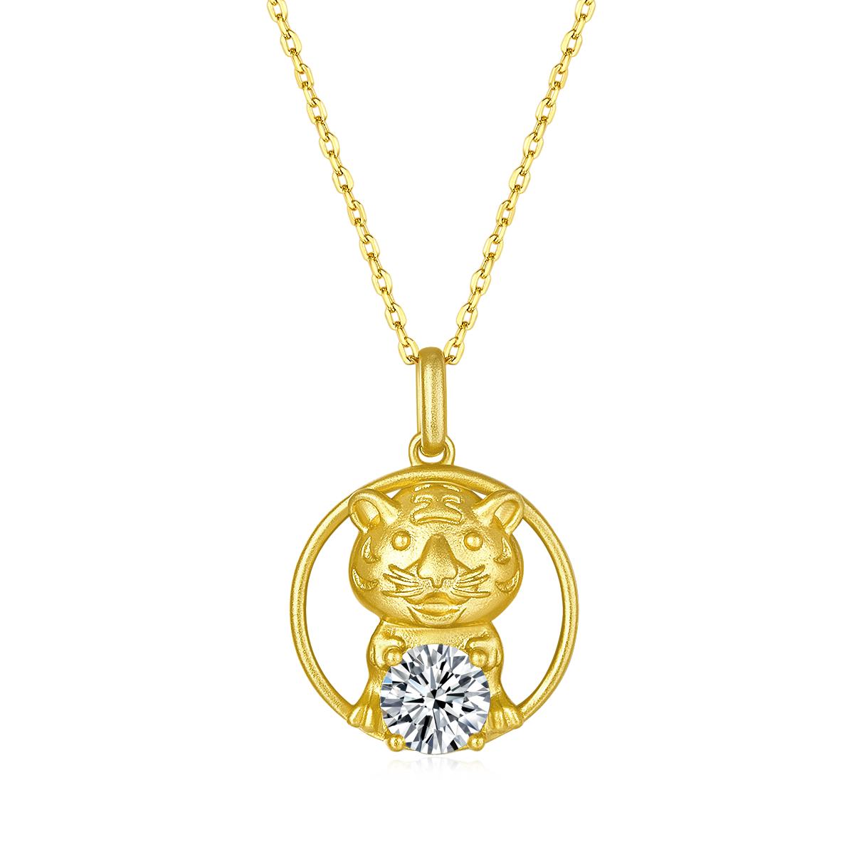 S925 Argent Sterling plaqué or 1ct D Couleur VVS1 Moissanite collier de tigre 5g chinois Zod