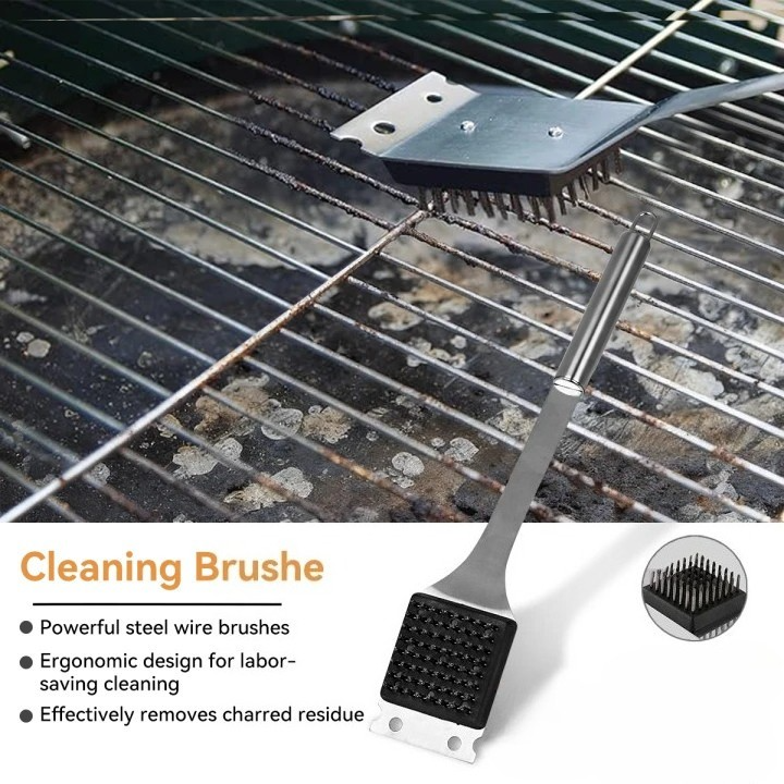 14X en acier inoxydable BBQ Barbecue Ensemble d'outils de grillage extérieur Kit Portable