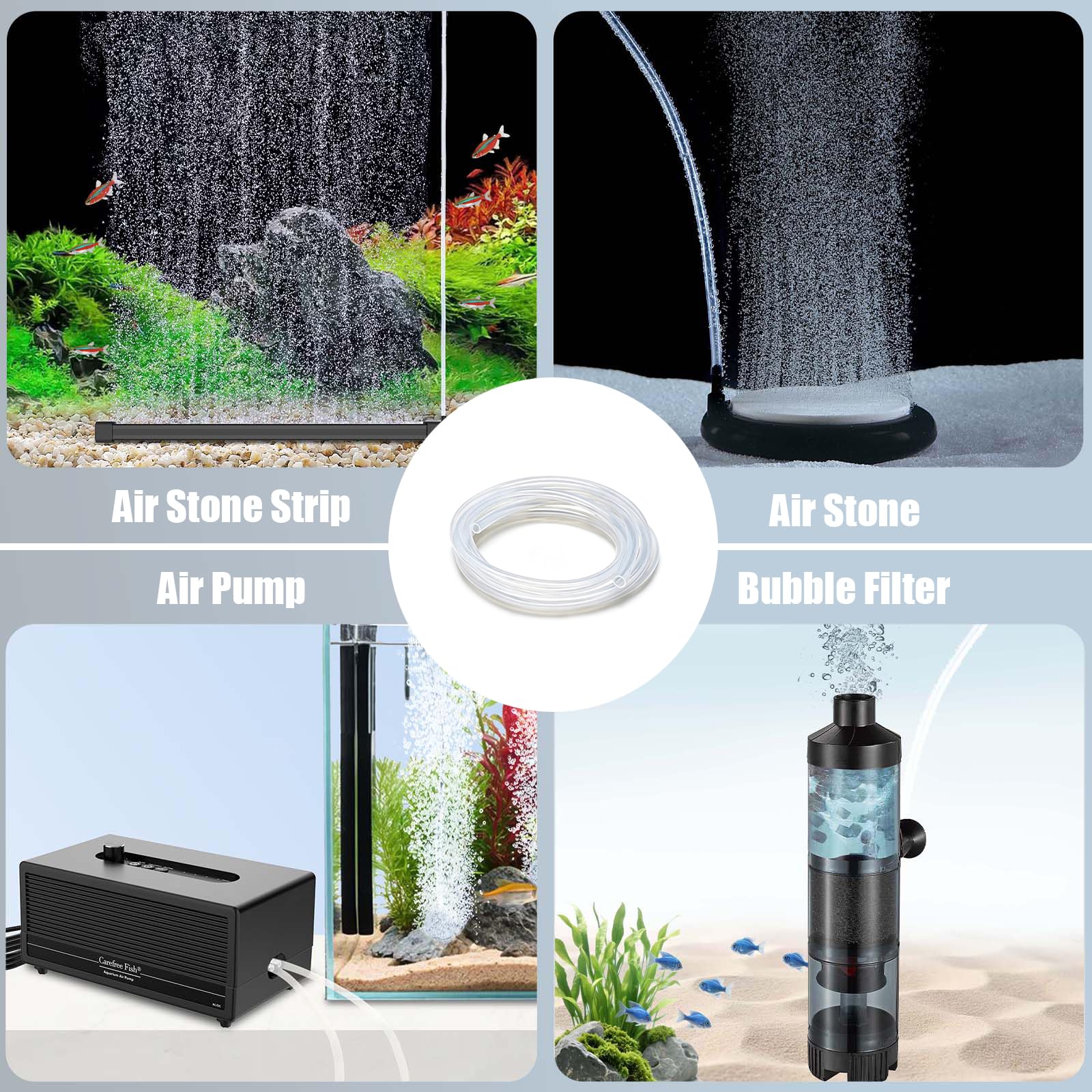 Aquarium Silicone Airline Tubing Odorless Anti-Fall-Off Air tuyau 6,5Ft ID pour réservoir de poisson Ai