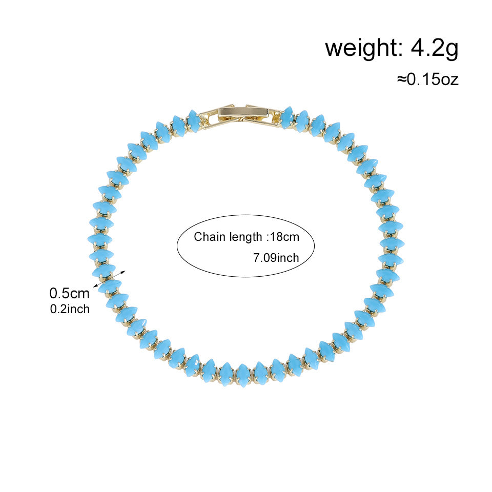 Femmes Rainbow Triangular Cubic Zirconia Bracelet de tennis