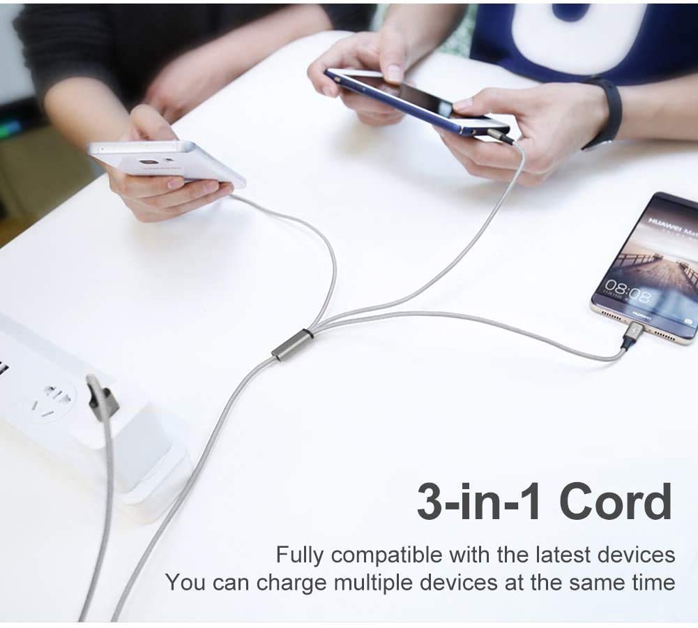 Chargeur de câble de téléphone cellulaire cordon pour type C Micro USB 3 en 1