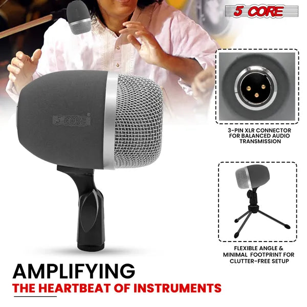 5 Core Tabla Mic Indian Instrument Microphone Set pour Bayan & Dayan Dholak Uni-directionnel