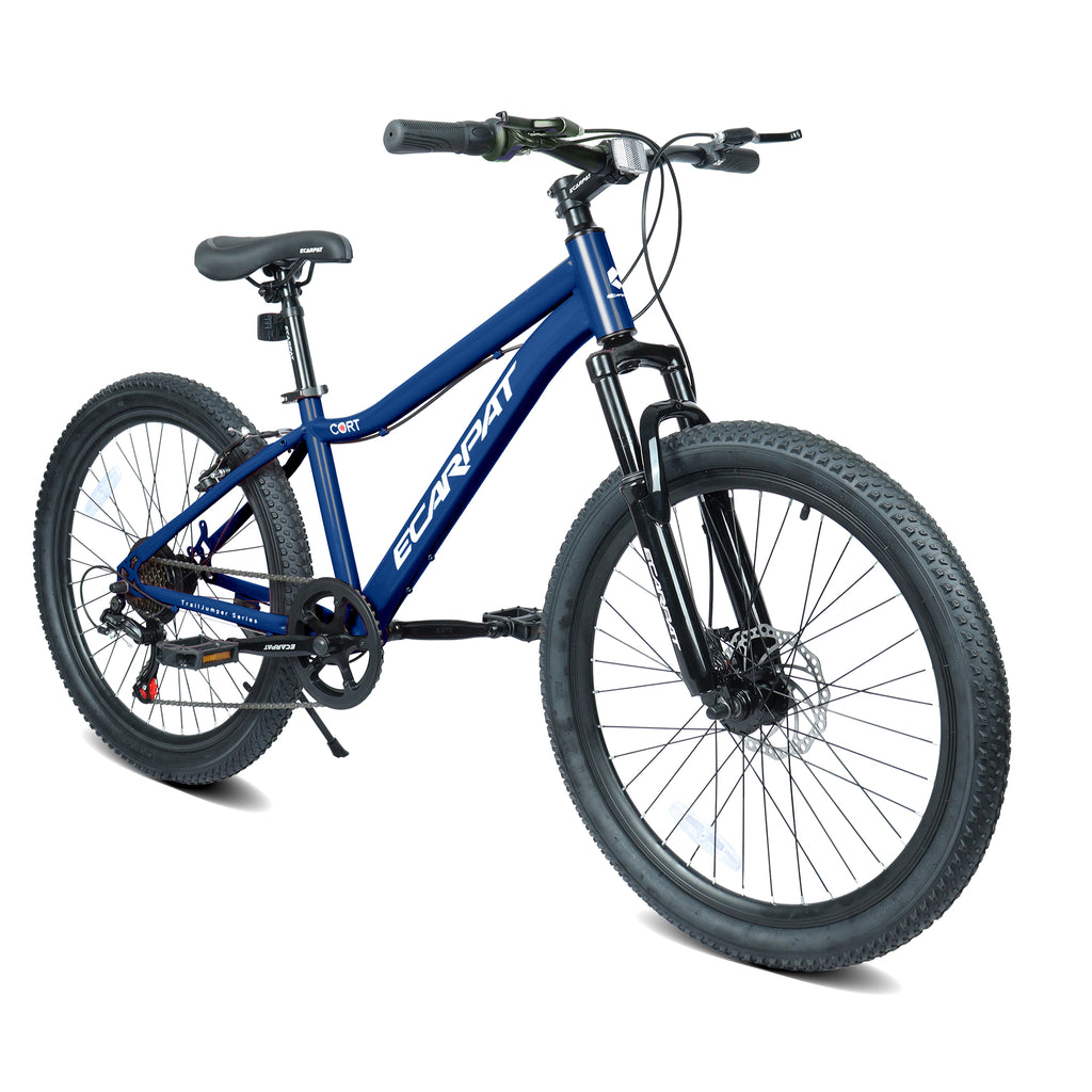 Vélo de montagne jeune 24 pouces avec 7 vitesses et suspension avant Cadre en acier durable