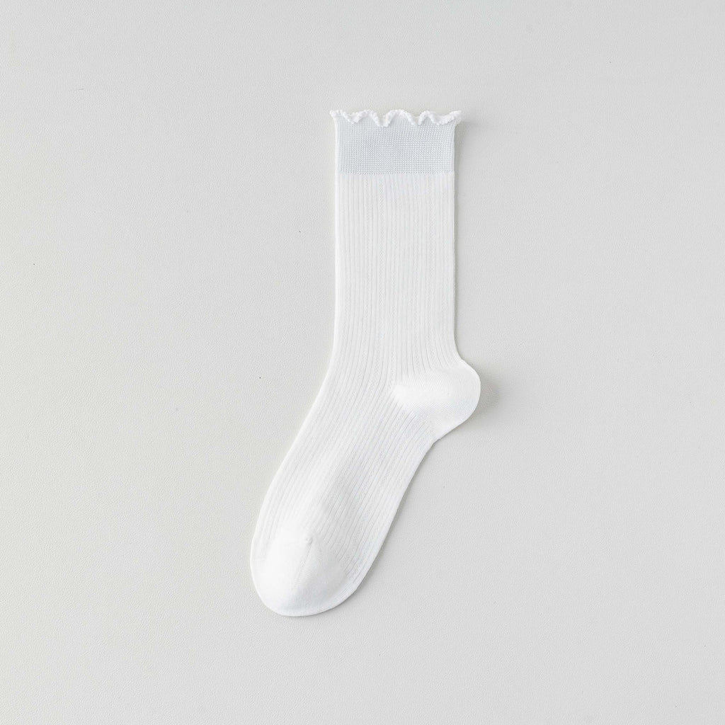 Femmes Chaussettes Solide Couleur Mid-calf Longueur Été Style mince Coton pur