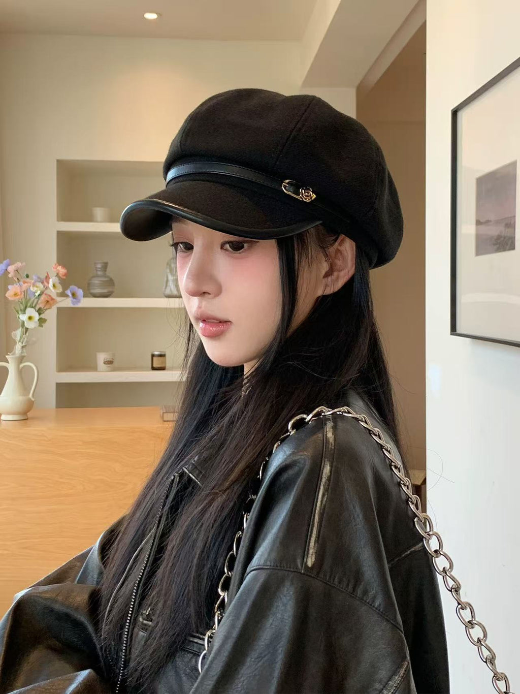 Retro Artistic Black Cap Beret de style japonais