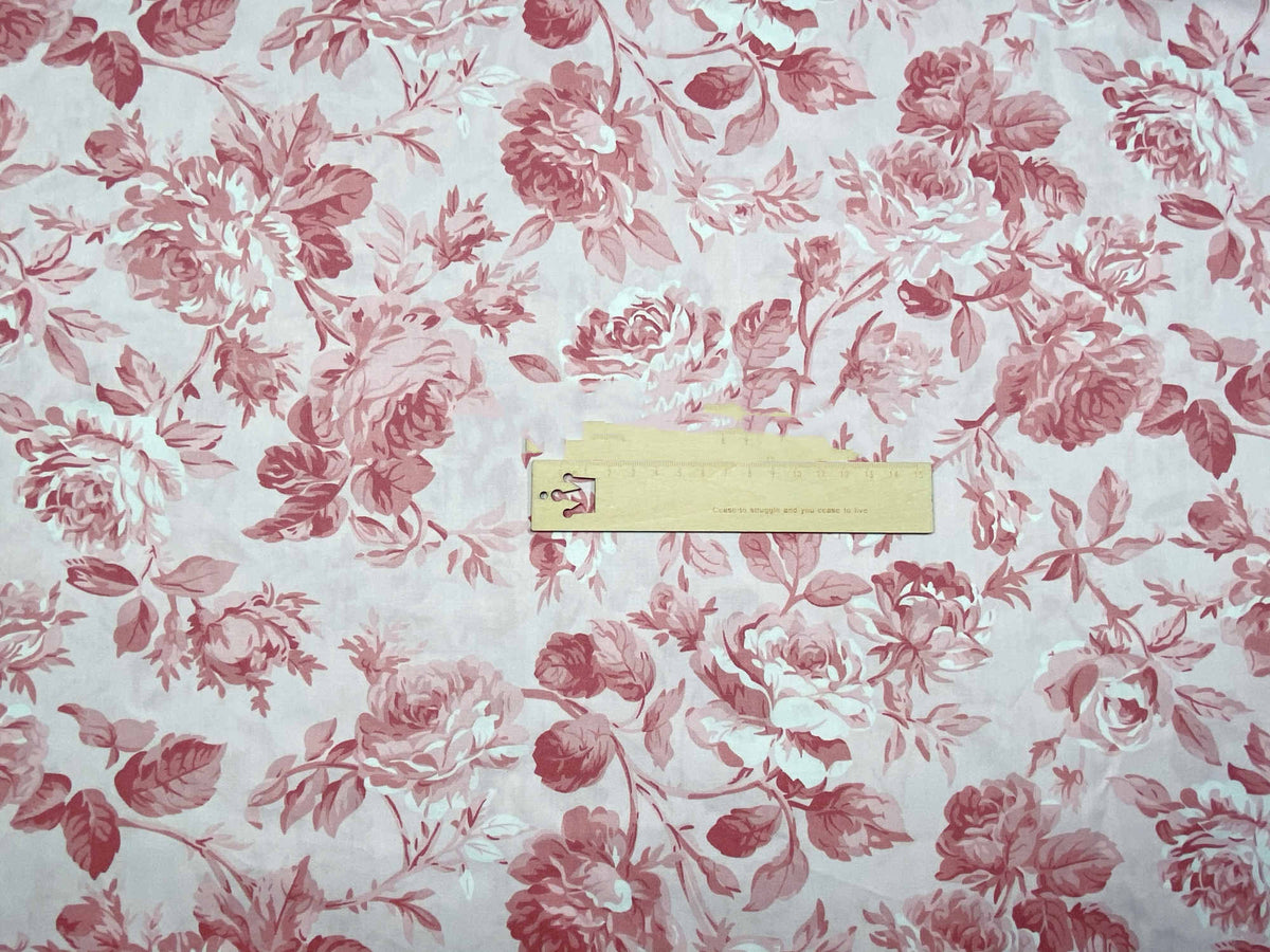 Tissu d'imprimé en coton rose fleur