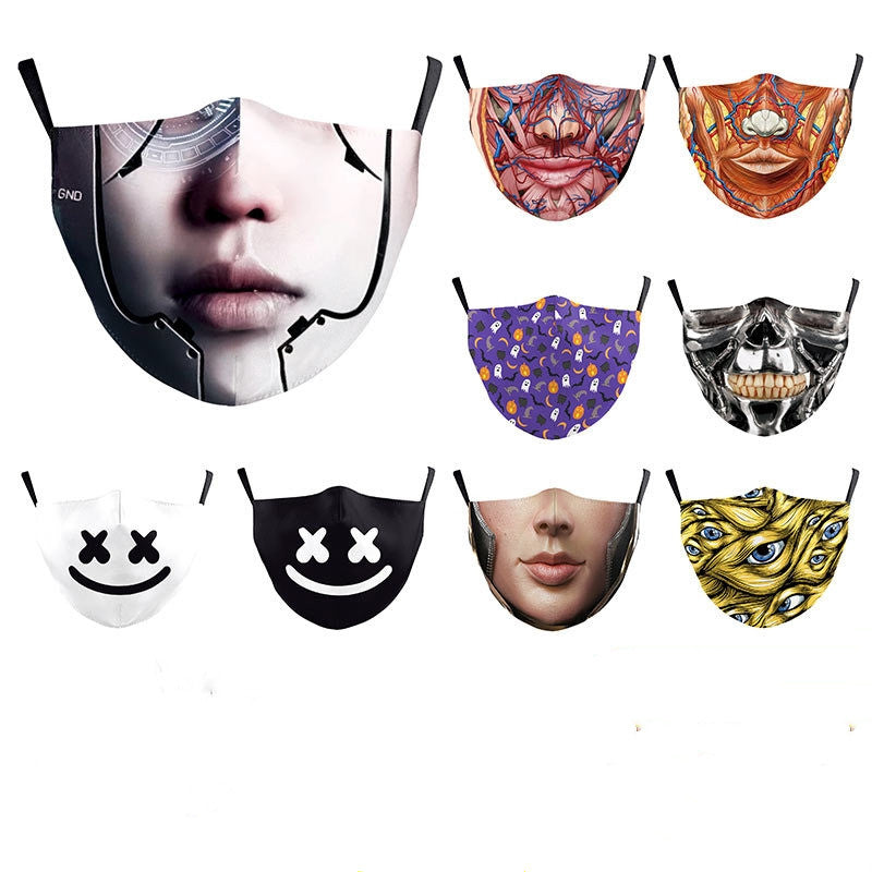 Masque de protection double couche anti-poussière en soie de lait d'Halloween haute densité