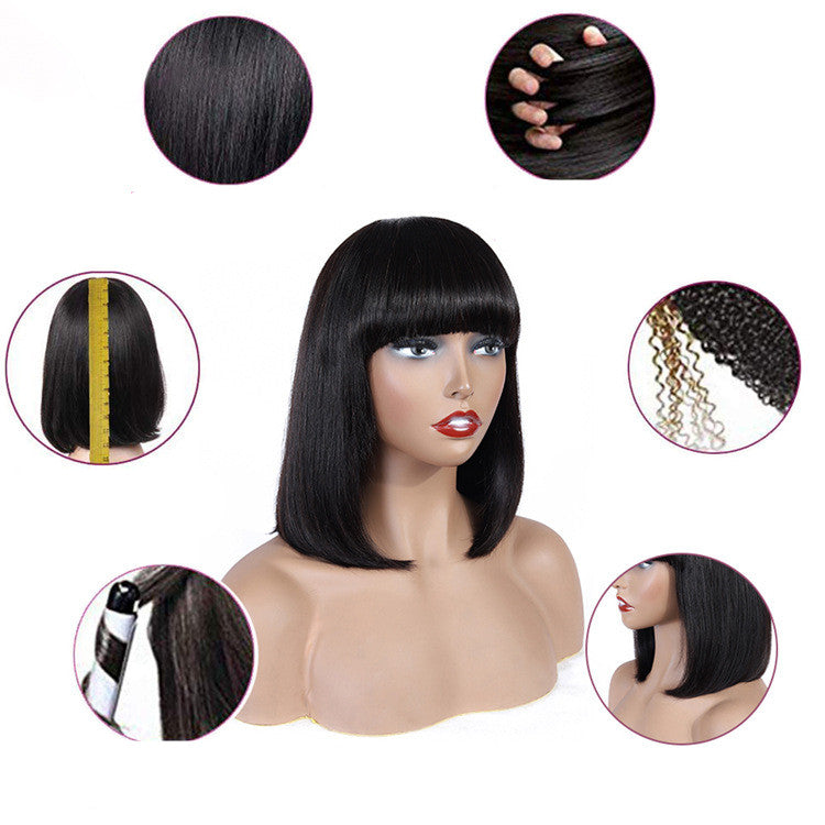 Cheveux humains Bob Wig Headgear Woven Top Coeur est naturel et réaliste
