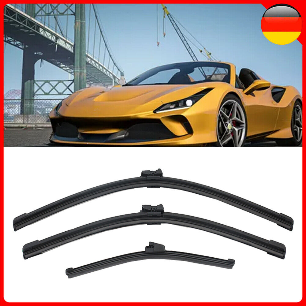3er Set Scheibenwischer Vorne & Hinten Flachbalkenwischer 60cm 52