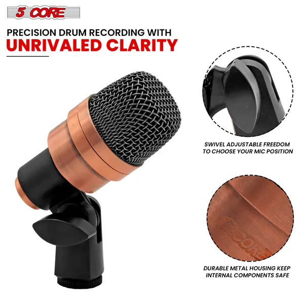 5 Core Tabla Mic Indian Instrument Microphone Set pour Bayan & Dayan Dholak Uni-directionnel