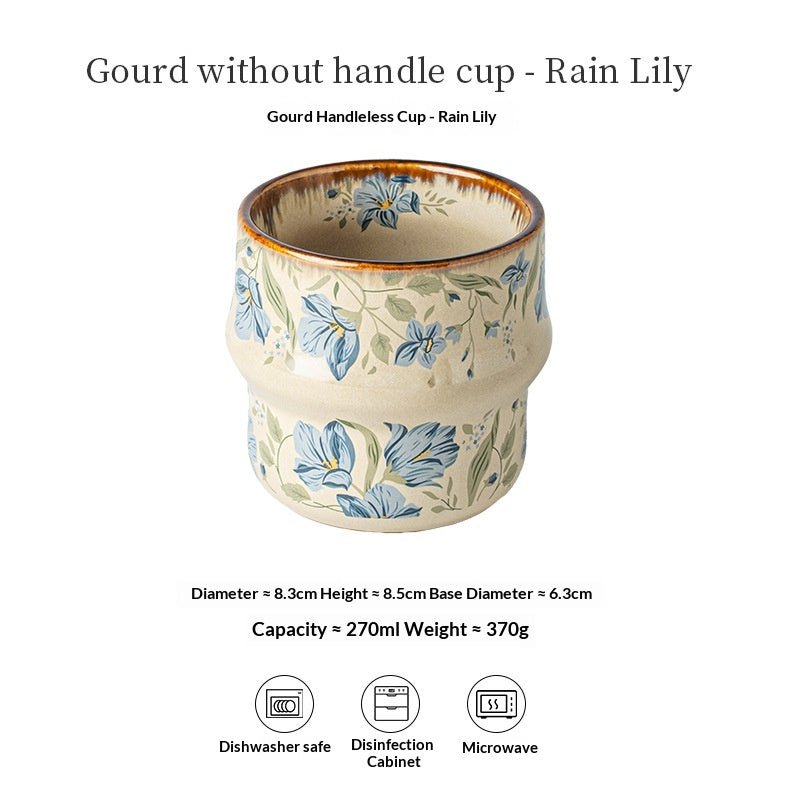 Coupe en forme de gourde sans poignée Mug céramique pour usage domestique