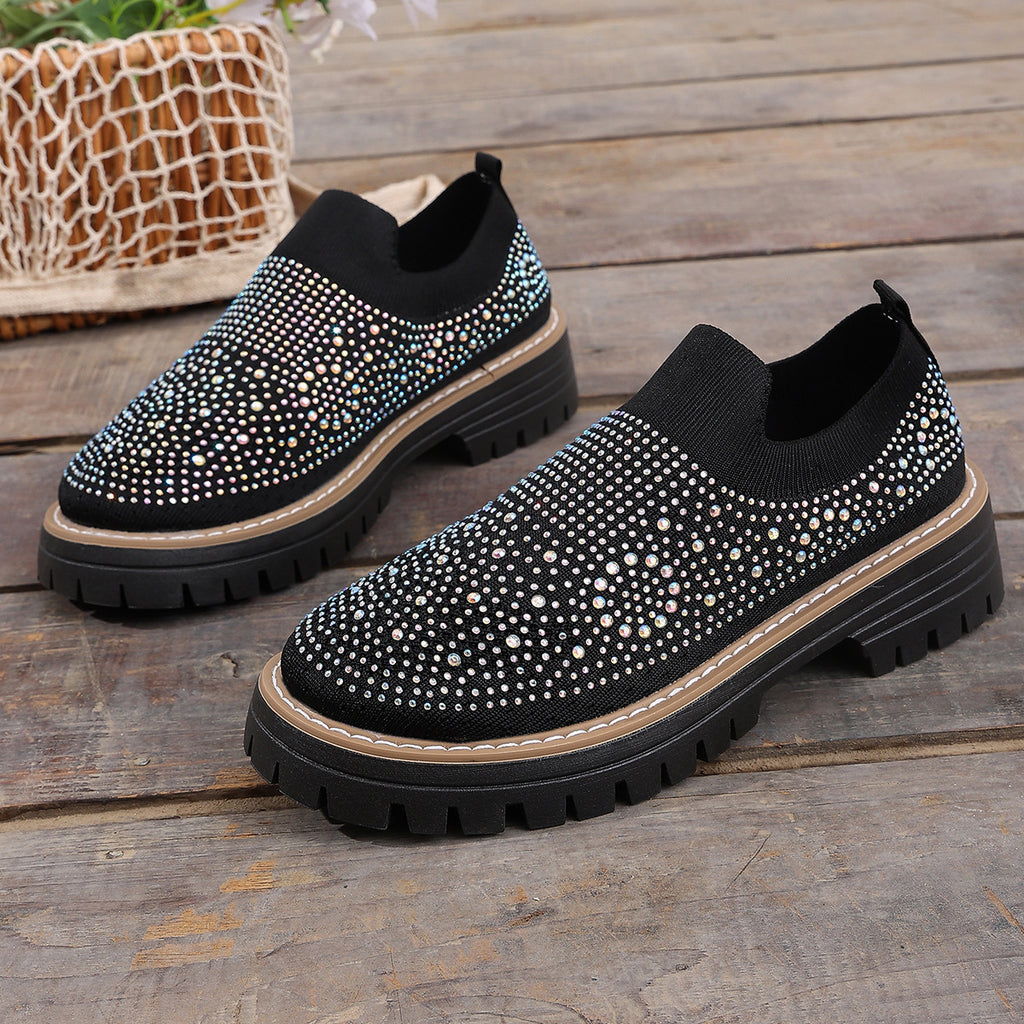 Sneakers casual féminins en Strass-Embelled Stretchy