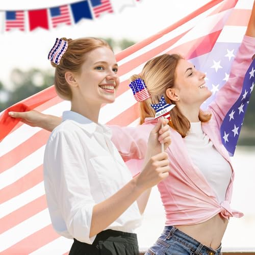 3Pcs American Flag Shaped Claw Clips USA Patriotic 4th Of Juillet Design Hair Accessories Rouge