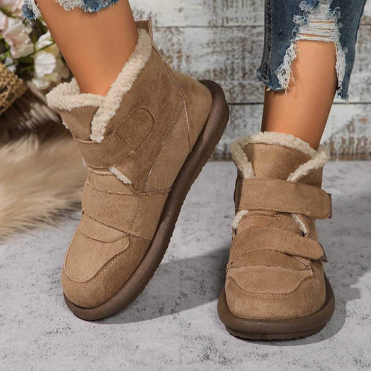 Bottes de neige chaudes doublées de polaire pour femmes